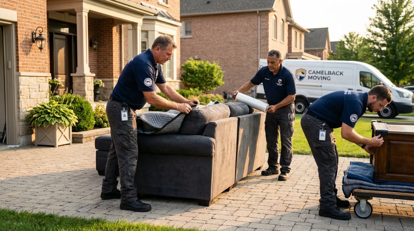 Large estate moving crew wrapping furniture in Columbia, TN
